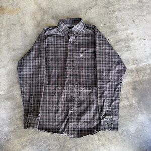 Ariat Pro Series Stretch Shirt Men’s XS Western Check Plaid Button Down Logo